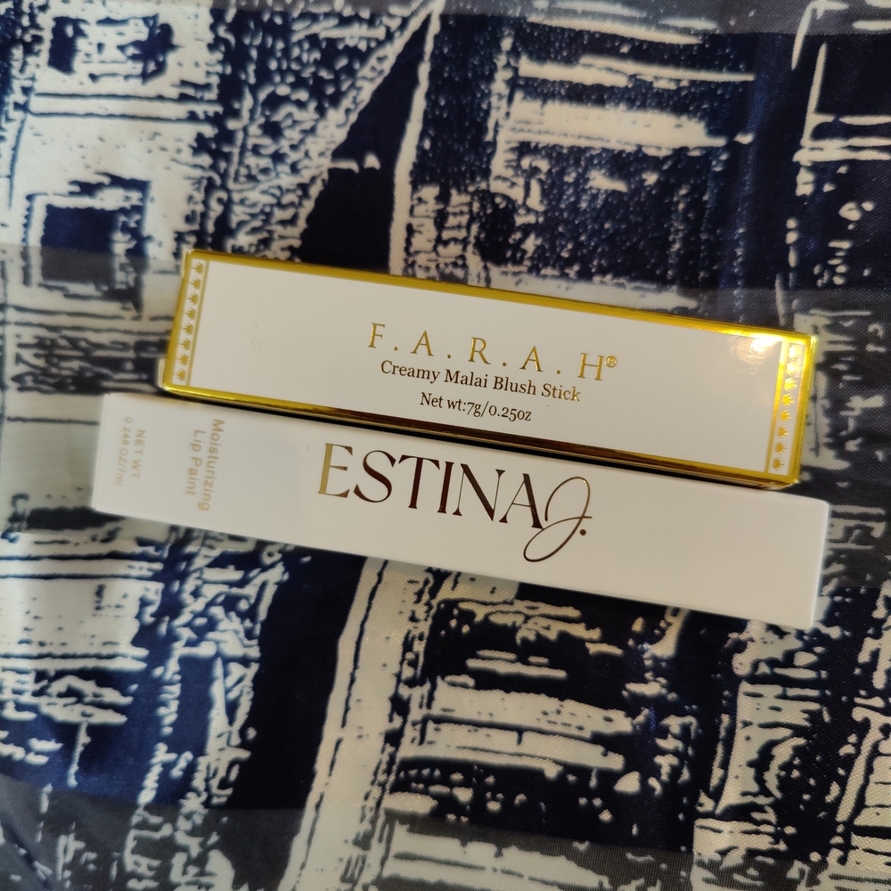 FARAH Creamy Malai Blush Stick in "She  Creamy & Estina J "Latte" Lip Paint